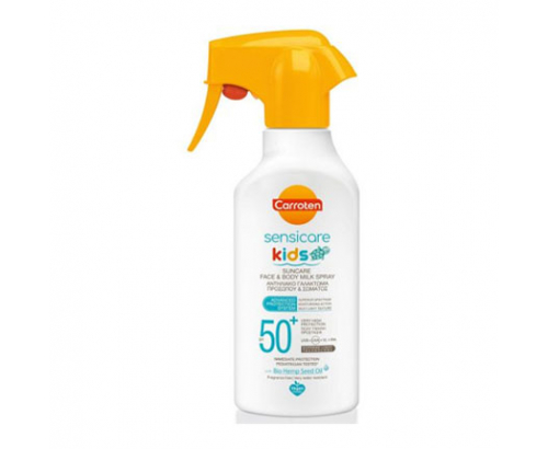 Слънцезащитно мляко - спрей Каротен Сенсикеър Кидс SPF50 270мл Слънцезащитно мляко - спрей Каротен Сенсикеър Кидс SPF50 270мл