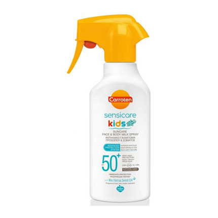 Слънцезащитно мляко - спрей Каротен Сенсикеър Кидс SPF50 270мл Слънцезащитно мляко - спрей Каротен Сенсикеър Кидс SPF50 270мл