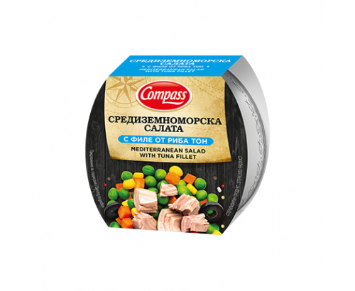 Средиземноморска салата с филе от риба тон Компас 160г Средиземноморска салата с филе от риба тон Компас 160г