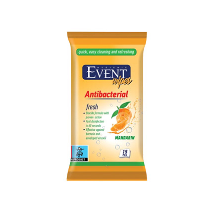 Антибактериални влажни кърпи Евент 15бр Мандарина