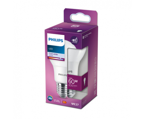Лед крушка Филипс 7,5W=60W E27 4000К бяла Лед крушка Филипс 7,5W=60W E27 4000К бяла