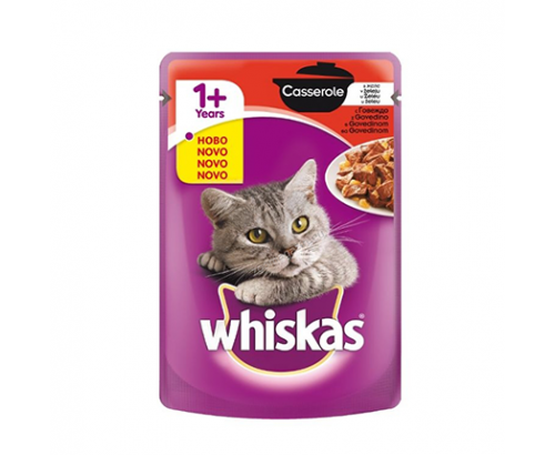 Храна за котки Уискас 85г Пауч Касерол Говеждо Месо Храна за котки Уискас 85г Пауч Касерол Говеждо Месо