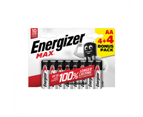 Батерии Енерджайзер макс АА 4+4бр. алкални Батерии Енерджайзер макс АА 4+4бр. алкални
