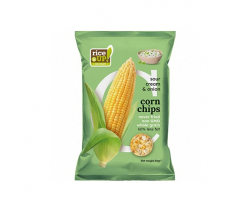 Царевичен чипс Райс Ъп 60г Лук и сметана Царевичен чипс Райс Ъп 60г Лук и сметана