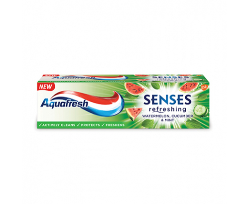 Паста за зъби Аквафреш Сенсес 75мл Диня, краставица и мента Паста за зъби Аквафреш Сенсес 75мл Диня, краставица и мента
