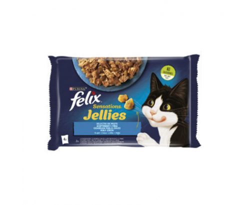 Храна за котки Феликс Сенсейшънс 4х85г Треска и скариди Храна за котки Феликс Сенсейшънс 4х85г Треска и скариди