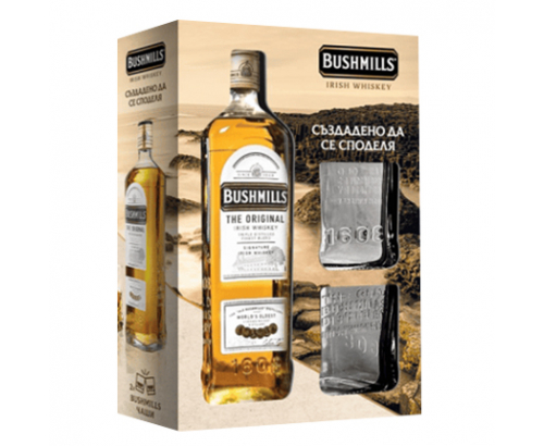 Уиски Бушмилс 700мл + 2 чаши ниски Уиски Бушмилс 700мл + 2 чаши ниски