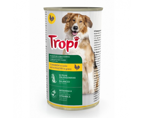 Храна за кучета Тропи 1,25кг Консерва говеждо/птиче Храна за кучета Тропи 1,25кг Консерва говеждо/птиче