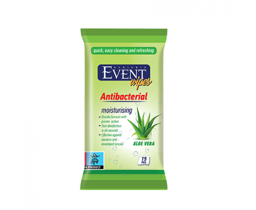 Антибактериални влажни кърпи Евент 15бр Алое Антибактериални влажни кърпи Евент 15бр Алое