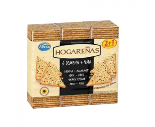 Бисквити Хогаренас 567г 2+1бр Шест семена и чиа Бисквити Хогаренас 567г 2+1бр Шест семена и чиа
