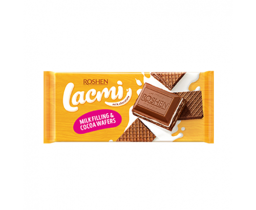 Шоколад Рошен Лакми 90г Млечен с шоколадов пълнеж и вафла